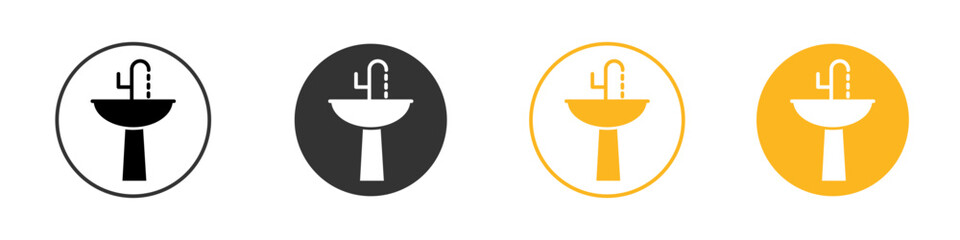 Bathroom sink icon black and white vector outline sign