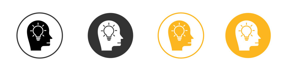 Brain idea icon black and white vector outline sign