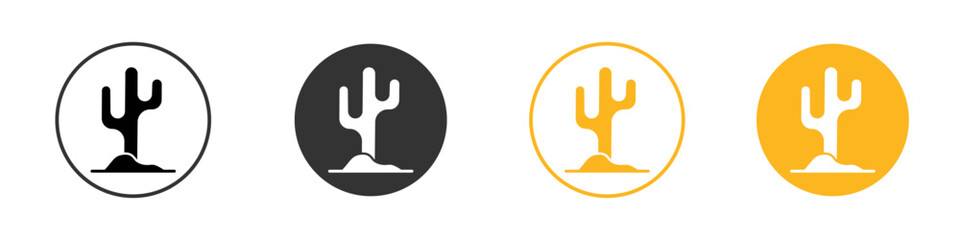 Obraz premium Cactus icon black and white vector outline sign