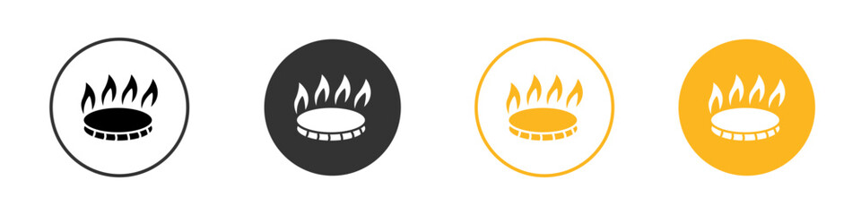 Obraz premium Burner Gas Stove icon black and white vector outline sign