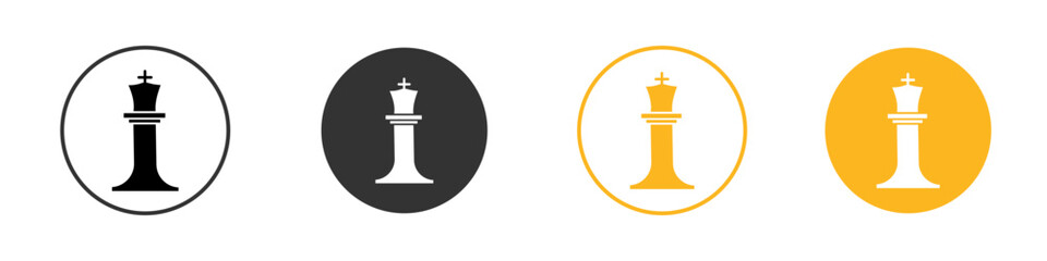 Chess king icon black and white vector outline sign