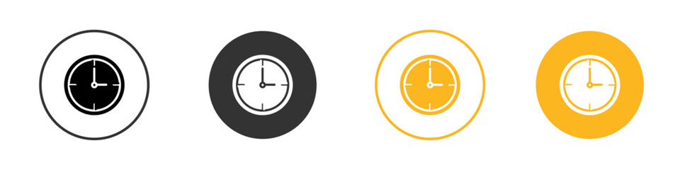 Clock time icon black and white vector outline sign