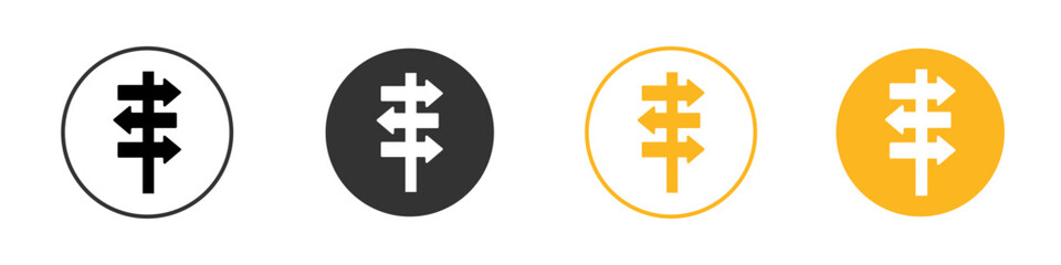 crossroads sign icon black and white vector outline sign