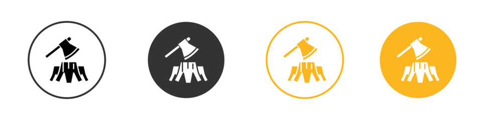 Deforestation icon black and white vector outline sign