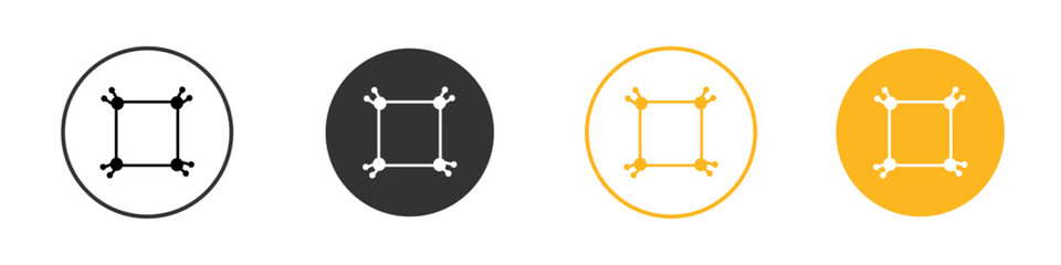 Cyclobutane molecular formula icon black and white vector outline sign