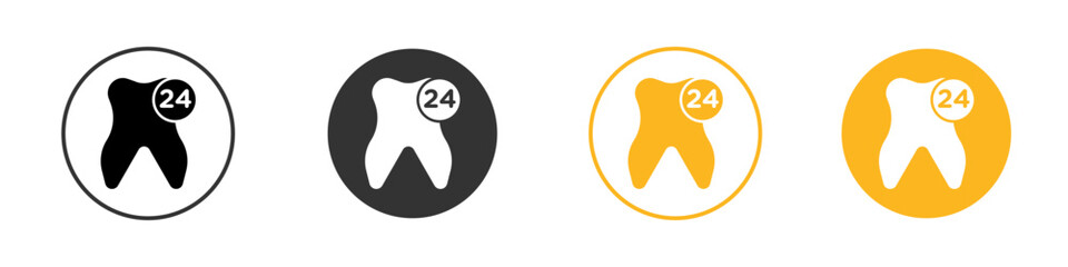 Dental Protection for 24 Hours icon black and white vector outline sign