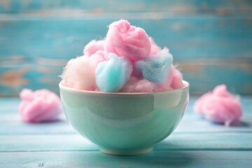 pastel cotton candy delight in ceramic bowl Macro