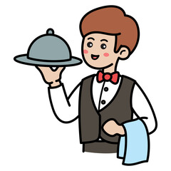 Waiter Doodle Illustration