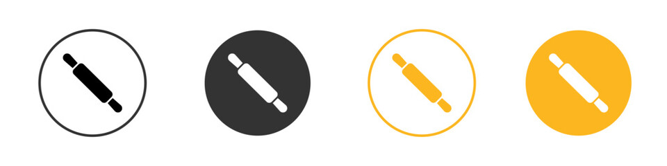 rolling pin icon black and white vector outline sign