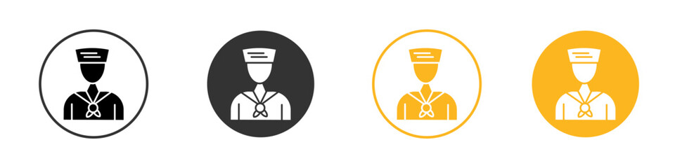 Sailor icon black and white vector outline sign