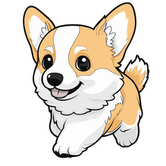Adorable Cartoon Vector of a Running Corgi Puppy - Cute and Playful Pet Design for Animal and Dog-Themed Stock Art and Illustrations
