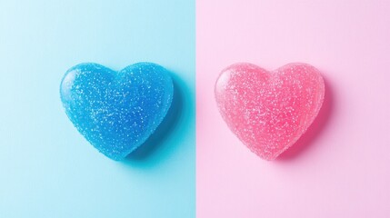 Obraz premium Colorful Heart Shaped Gummies on Pastel Backgrounds