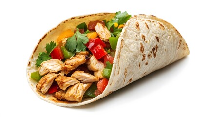 tacos, fajita on white background. 