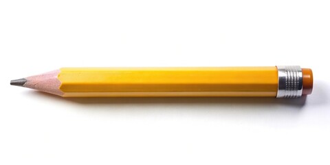 sharp yellow pencil with eraser isolated on white background