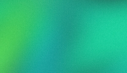 Green blue color smooth grainy gradient backdrop design. Abstract vibrant noisy gradient, noise texture header, poster, banner, copy space