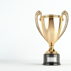 Fototapeta premium Gold trophy on white isolated background showcasing achievement and success.