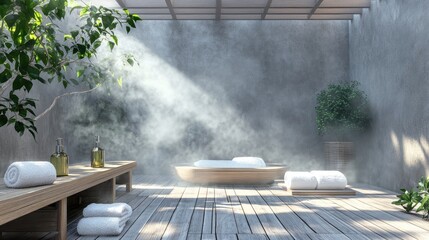 Serene Spa Interior with Natural Light and Plants