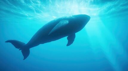 Naklejka premium Majestic Orca Swimming in the Depths of the Ocean