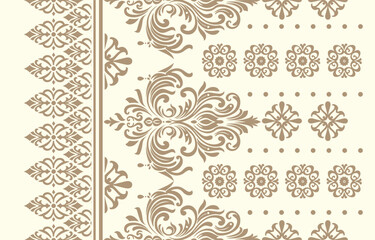 floral pattern vintage ethnic modern embroidery texture boho design vector illustration hand drawn pink flower motif branches leaves wallpaper seamless background border. © Thitichot