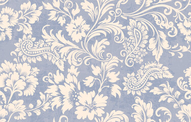 Abstract Traditional Scribble Style Hand Drawn Ikat Seamless Vector Pattern Trendy Fashion Colors Perfect for Allover Fabric Print or Wall Paper Damask Ethnic Concept Bright Orange White Tones