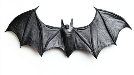 Halloween bat wings costume accessory made of black fabric, isolated on white background