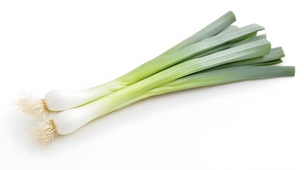 Fresh leek on white background. 