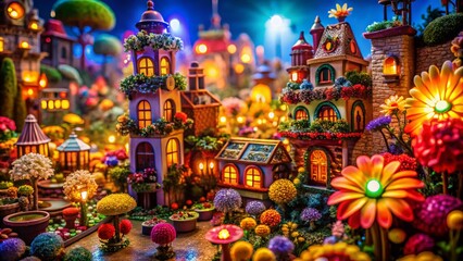 Obraz premium Colorful Miniature Toy Town Display in Surreal Photography Style for Unique Visual Experience