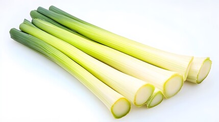 Fototapeta premium Fresh leek on white background. 