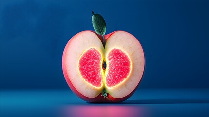 Glowing Cross Section of Genetically Enhanced Apple with Boosted Vitamins and Antioxidants