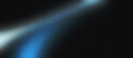 Vibrant grainy background, abstract cyan blue black color gradient shape