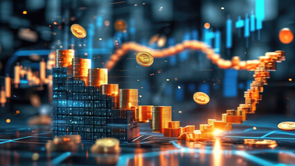 Fototapeta premium Economic Growth with Blockchain: Building a Transparent and Trustworthy Future
