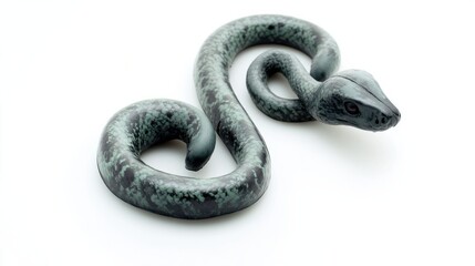 Fototapeta premium plastic Halloween snake with realistic texture, curled and creepy, isolated on white background