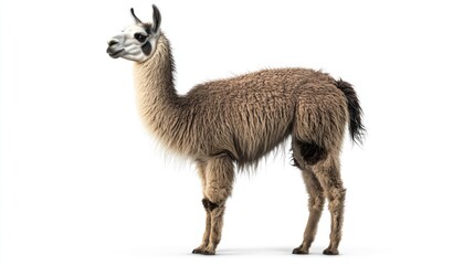 Fototapeta premium Cute and Fluffy Llama on White Background