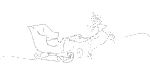 Vector illustration design of reindeer pulling santa claus sleigh