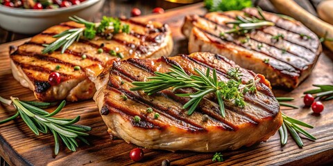 Grilled pork chops with herbs
