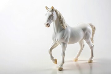 Obraz premium High angle view of a white horse statuette isolated on white background