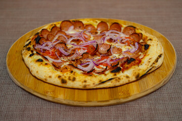 Rustic artisanal pizza in a cozy atmosphere