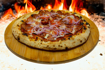 Rustic artisanal pizza in a cozy atmosphere