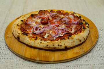 Rustic artisanal pizza in a cozy atmosphere