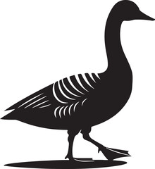 Goose silhouette vector art illustration. Isolated on white background