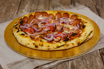 Rustic artisanal pizza in a cozy atmosphere