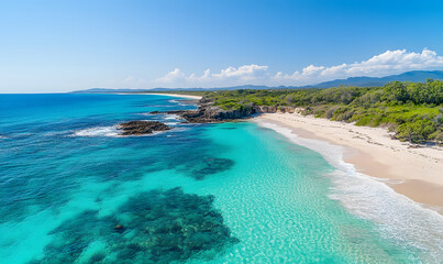 Obraz premium Extremely beautiful coastline and beach, scenic lake shore, bird's eye view, top view, natural scenery