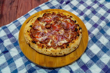 Rustic artisanal pizza in a cozy atmosphere