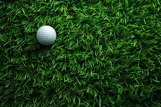 A golf ball sitting on top of a lush green field