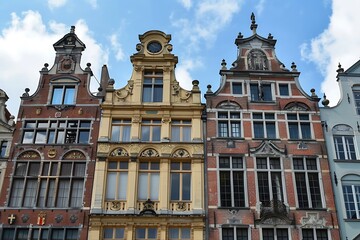 Fototapeta premium Facades of houses in the old town.