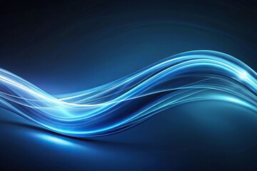 Fototapeta premium Minimalist abstract blue flowing wave of light smooth curve glowing particle reminiscent of water or silk