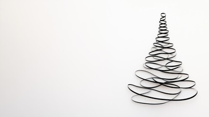 A minimalistic Christmas tree design crafted from a single line on a clean white background for elegant holiday decor