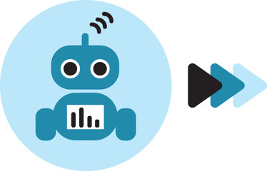 矢印のついたロボットのアイコン　チャット　通信