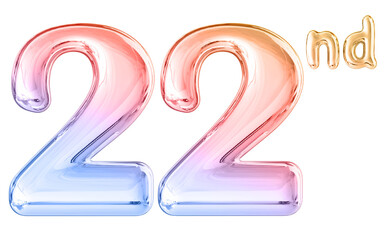 22nd Anniversary Gradient Number 3D Illustration
