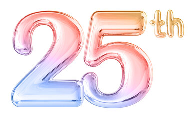 25th Anniversary Gradient Number 3D Illustration